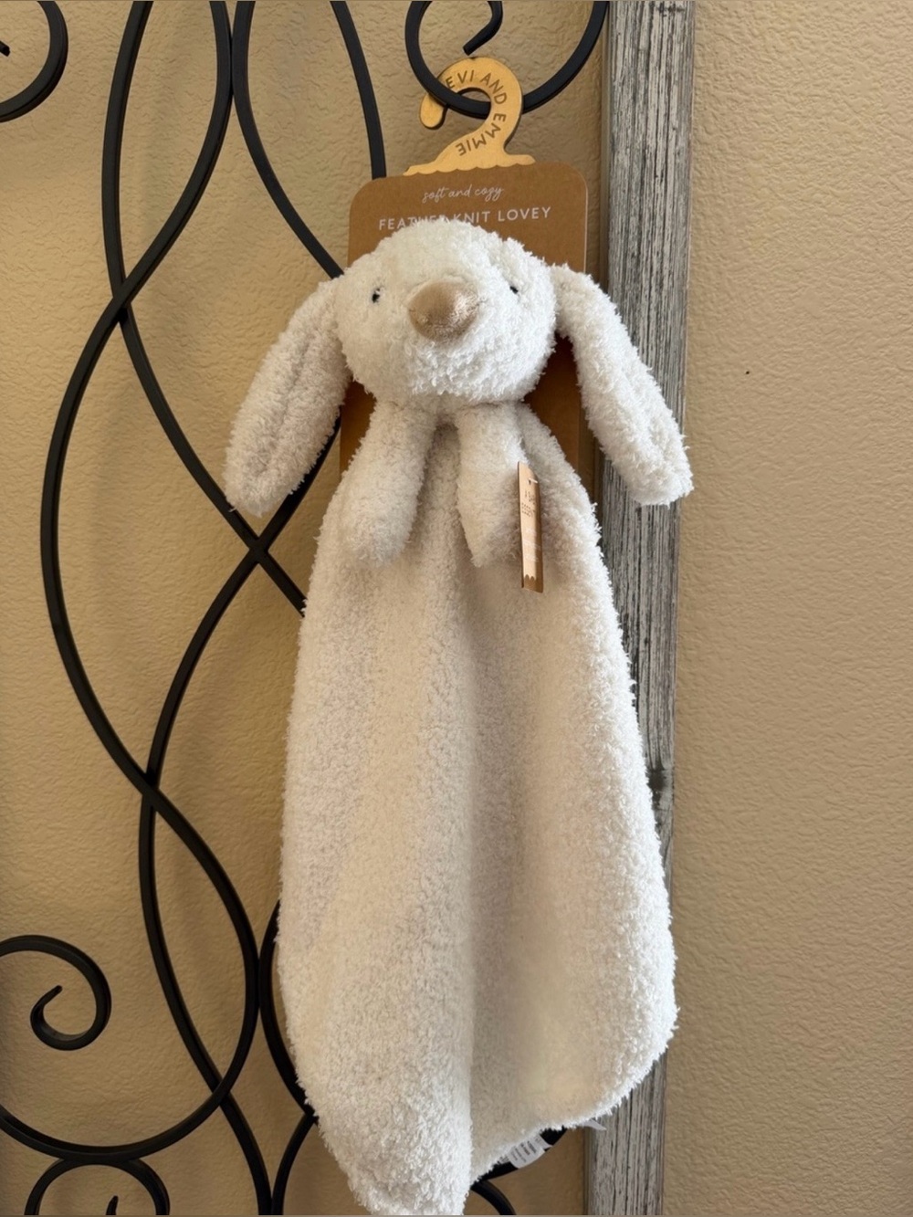 Baby Essentials Cream Plush Bunny Lovey Security Blanket